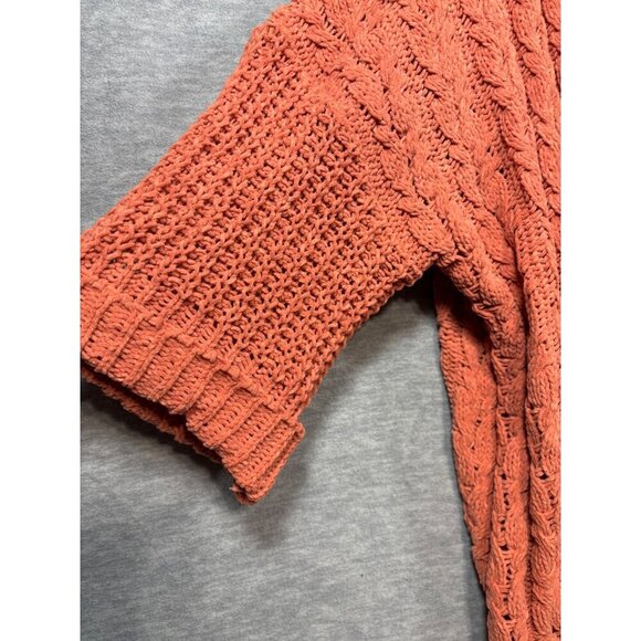 Umgee Womens Knit Cardigan Sweater Open Front Coral Cable Knit Short Sleeve S/M - Picture 3 of 6